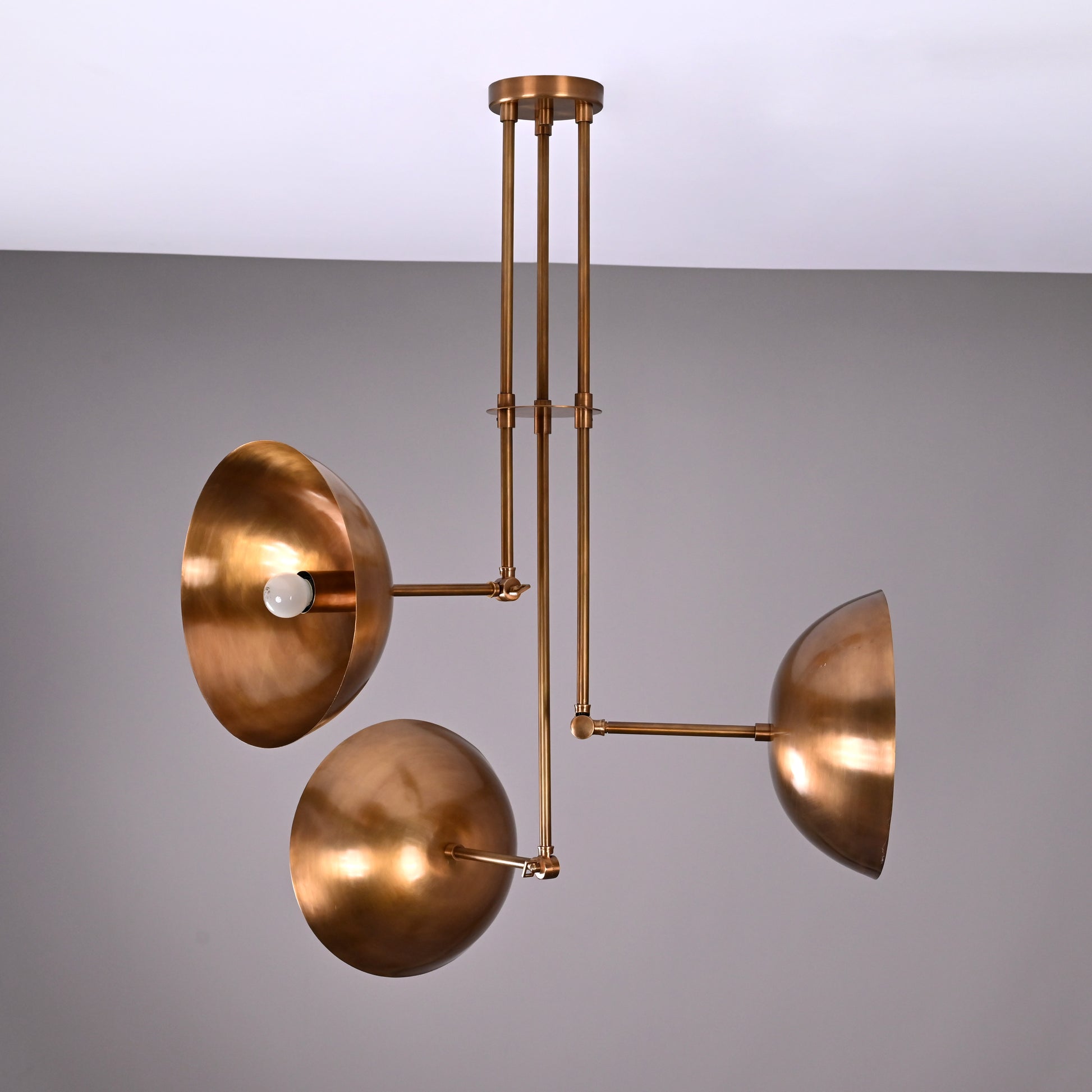 Handcrafted Modern Brass 3-Light Chandelier | Custom Finishes Mid-Century Style Ceiling Light Fixture - 32310