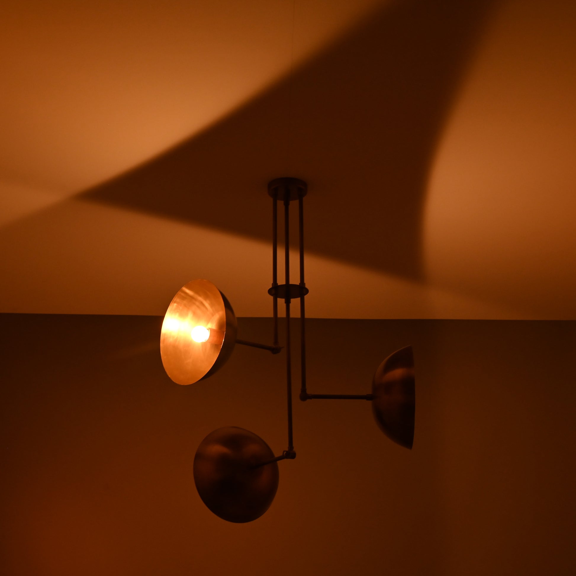 Handcrafted Modern Brass 3-Light Chandelier | Custom Finishes Mid-Century Style Ceiling Light Fixture - 32310