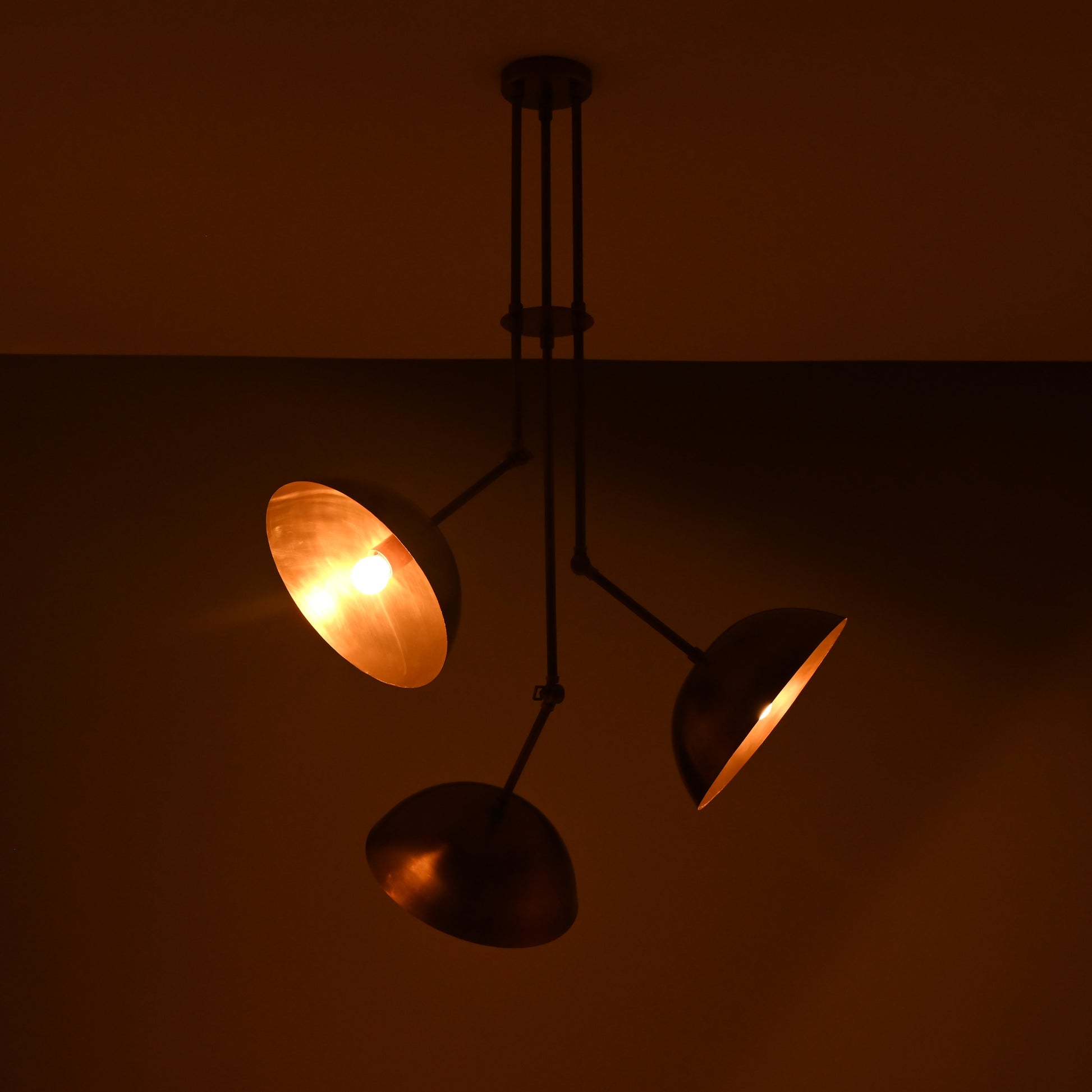 Handcrafted Modern Brass 3-Light Chandelier | Custom Finishes Mid-Century Style Ceiling Light Fixture - 32310