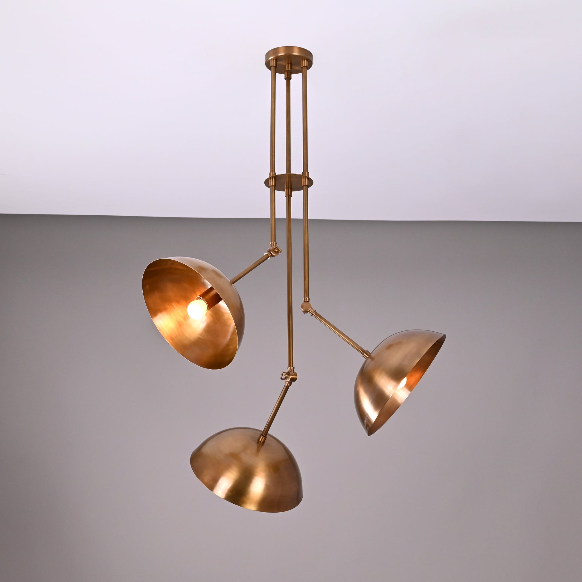 Handcrafted Modern Brass 3-Light Chandelier | Custom Finishes Mid-Century Style Ceiling Light Fixture - 32310