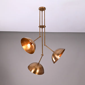 Handcrafted Modern Brass 3-Light Chandelier | Custom Finishes Mid-Century Style Ceiling Light Fixture - 32310