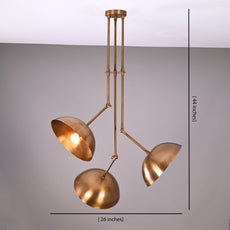 Handcrafted Modern Brass 3-Light Chandelier | Custom Finishes Mid-Century Style Ceiling Light Fixture - 32310