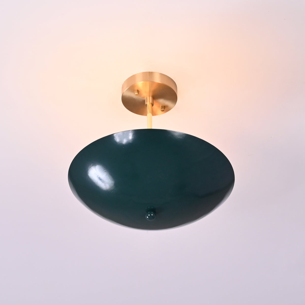 Handcrafted Uplight Brass Dome Chandelier | Custom Finish Modern Flush Mount Light Fixture - 32311