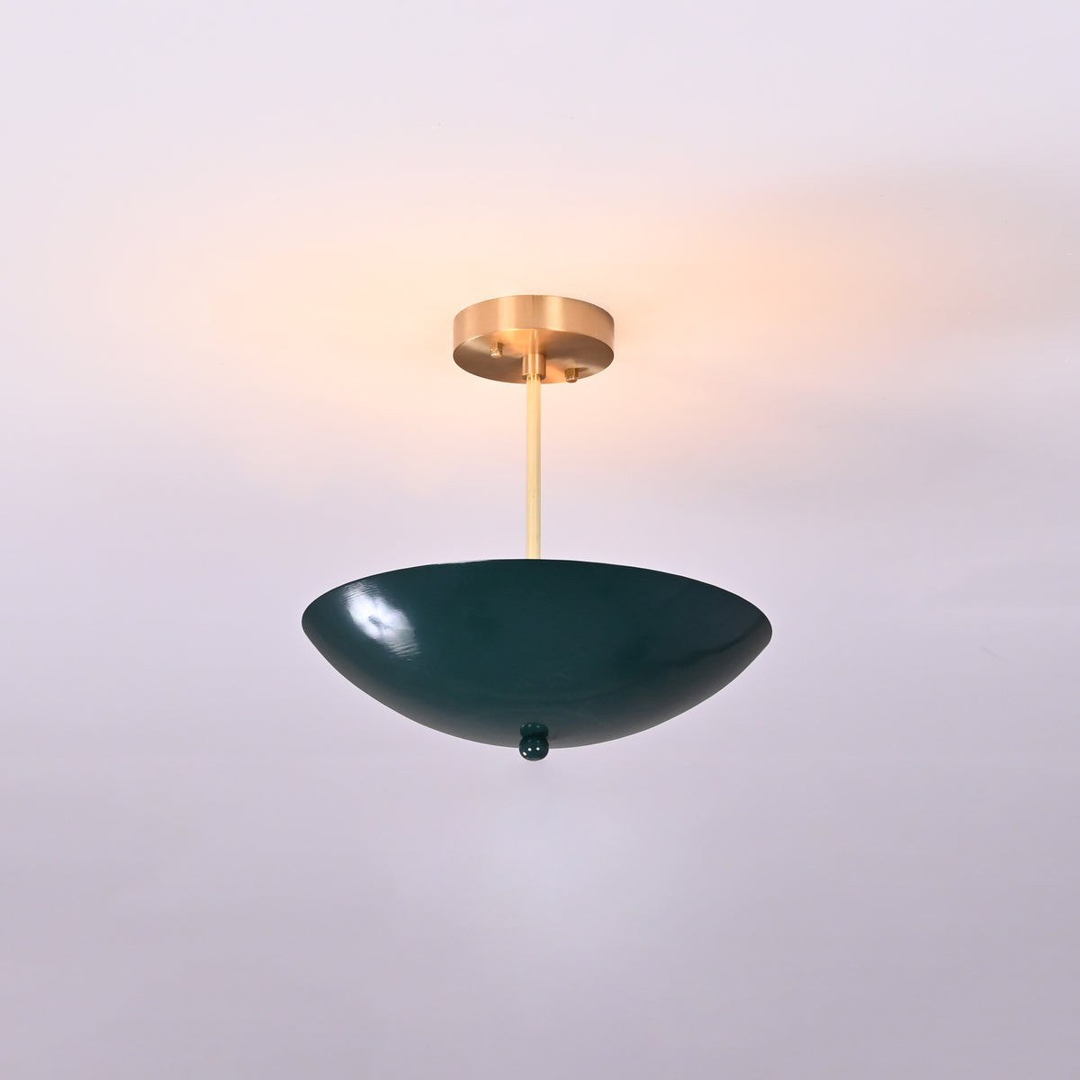 Handcrafted Uplight Brass Dome Chandelier | Custom Finish Modern Flush Mount Light Fixture - 32311