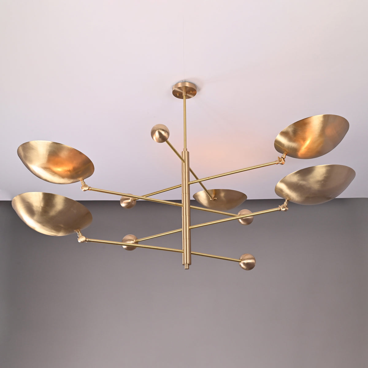 5-Light Uplight Brass Chandelier – Custom Handmade Mid-Century Modern Sculptural Ceiling Light |  - 32312