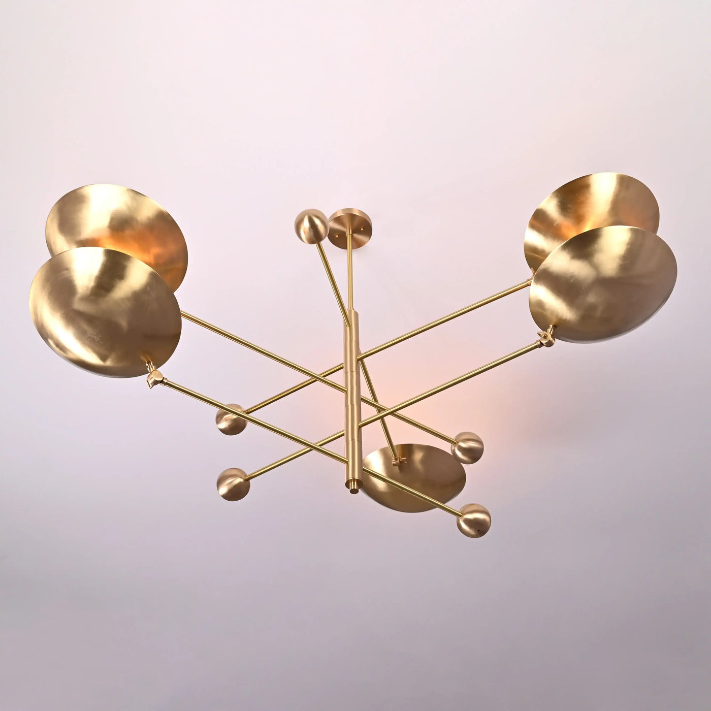 5-Light Uplight Brass Chandelier – Custom Handmade Mid-Century Modern Sculptural Ceiling Light |  - 32312