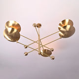 5-Light Uplight Brass Chandelier – Custom Handmade Mid-Century Modern Sculptural Ceiling Light |  - 32312