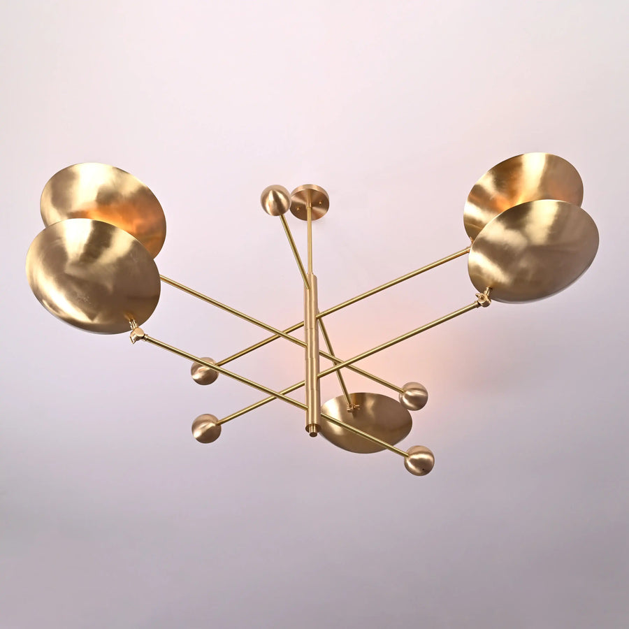 5-Light Uplight Brass Chandelier – Custom Handmade Mid-Century Modern Sculptural Ceiling Light |  - 32312
