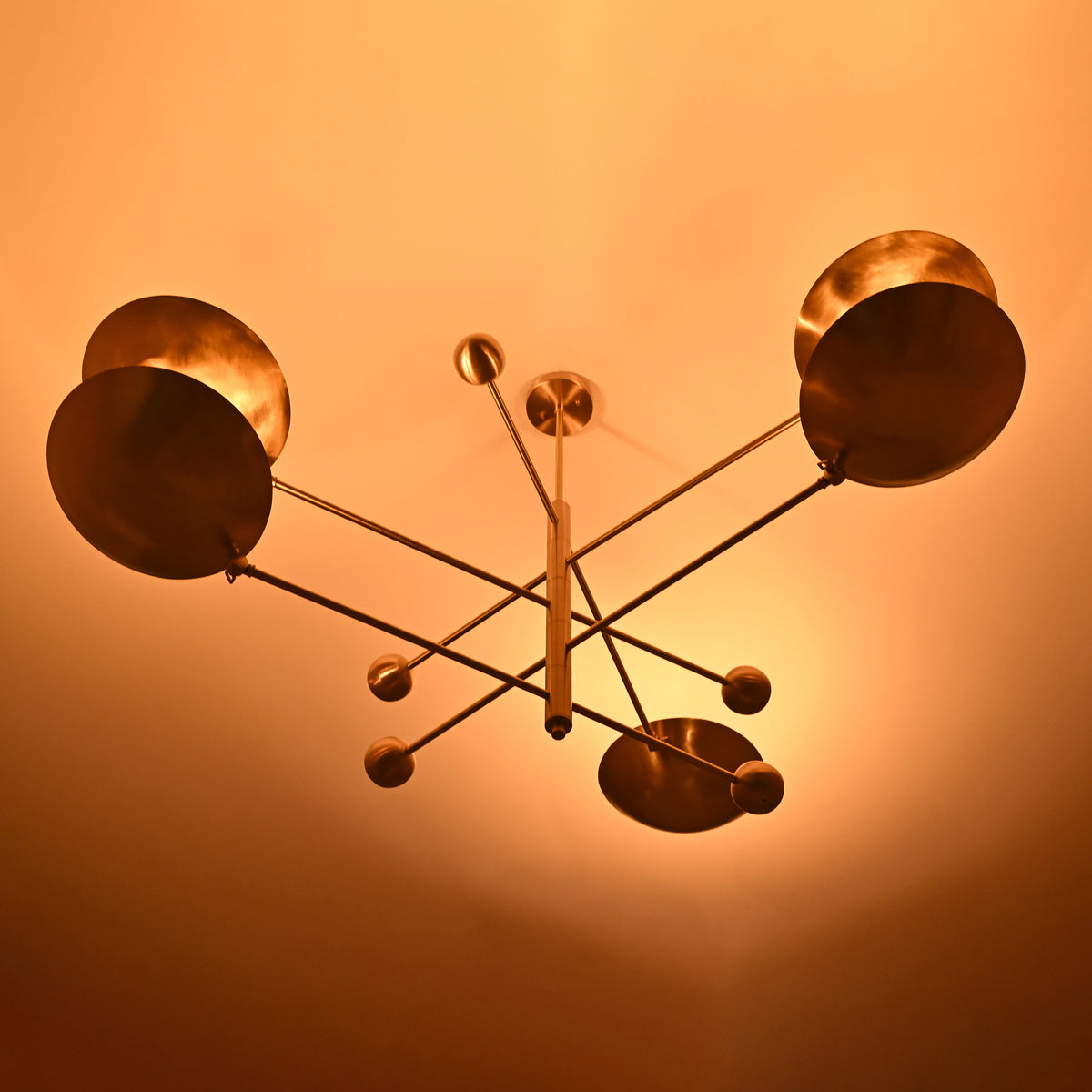 5-Light Uplight Brass Chandelier – Custom Handmade Mid-Century Modern Sculptural Ceiling Light |  - 32312