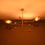 5-Light Uplight Brass Chandelier – Custom Handmade Mid-Century Modern Sculptural Ceiling Light |  - 32312