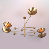 5-Light Uplight Brass Chandelier – Custom Handmade Mid-Century Modern Sculptural Ceiling Light |  - 32312