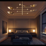 5-Light Uplight Brass Chandelier – Custom Handmade Mid-Century Modern Sculptural Ceiling Light |  - 32312