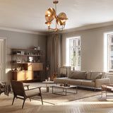 8-Light Full Brass Geometric Chandelier – Custom Modern Ceiling Pendant with Sculptural Bowl Shades |  - 32313