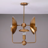 8-Light Full Brass Geometric Chandelier – Custom Modern Ceiling Pendant with Sculptural Bowl Shades |  - 32313