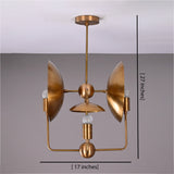 8-Light Full Brass Geometric Chandelier – Custom Modern Ceiling Pendant with Sculptural Bowl Shades |  - 32313