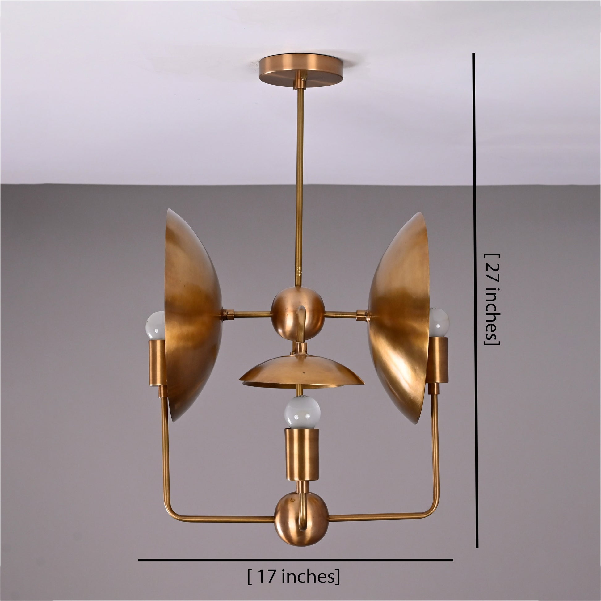 Brass Candelabra Style Pendant Lamp, 4 bulbs, 17 x 27 inches - 32313