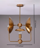 Brass Candelabra Style Pendant Lamp, 4 bulbs, 17 x 27 inches - 32313