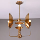 8-Light Full Brass Geometric Chandelier – Custom Modern Ceiling Pendant with Sculptural Bowl Shades |  - 32313