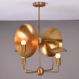8-Light Full Brass Geometric Chandelier – Custom Modern Ceiling Pendant with Sculptural Bowl Shades |  - 32313