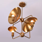 8-Light Full Brass Geometric Chandelier – Custom Modern Ceiling Pendant with Sculptural Bowl Shades |  - 32313