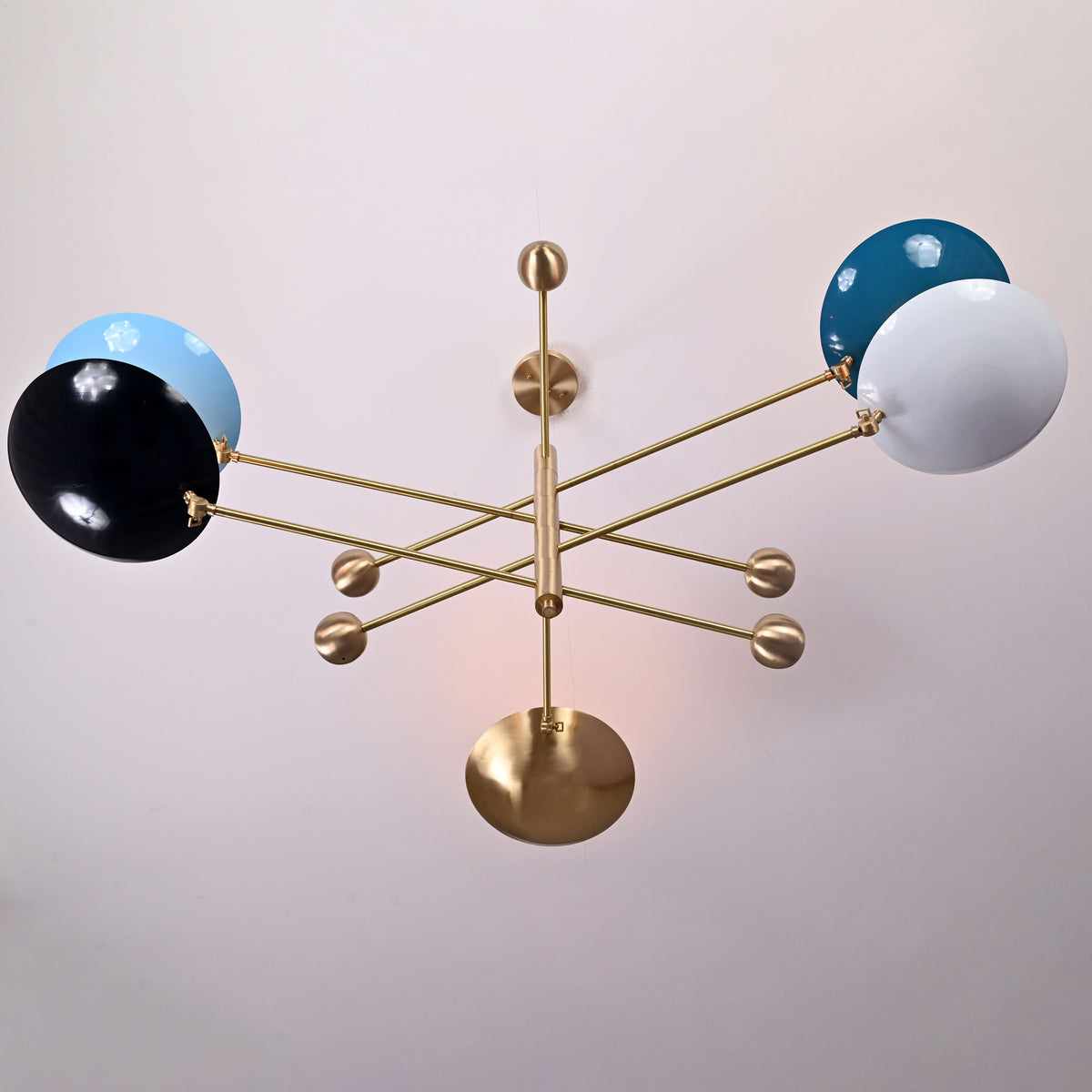 5-Light Uplight Brass Chandelier – Custom Handmade Mid-Century Modern Sculptural Ceiling Light |  - 32314
