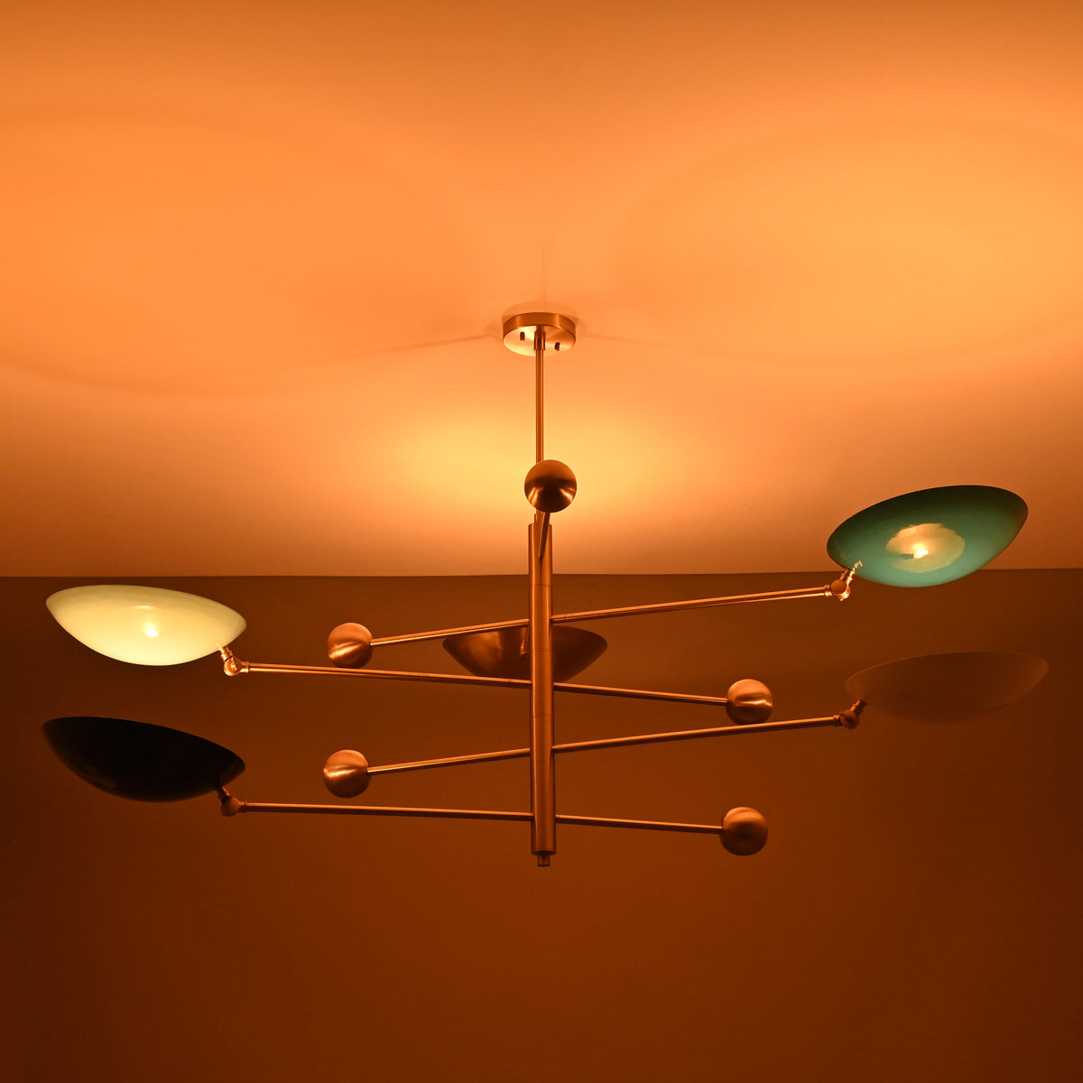 5-Light Uplight Brass Chandelier – Custom Handmade Mid-Century Modern Sculptural Ceiling Light |  - 32314