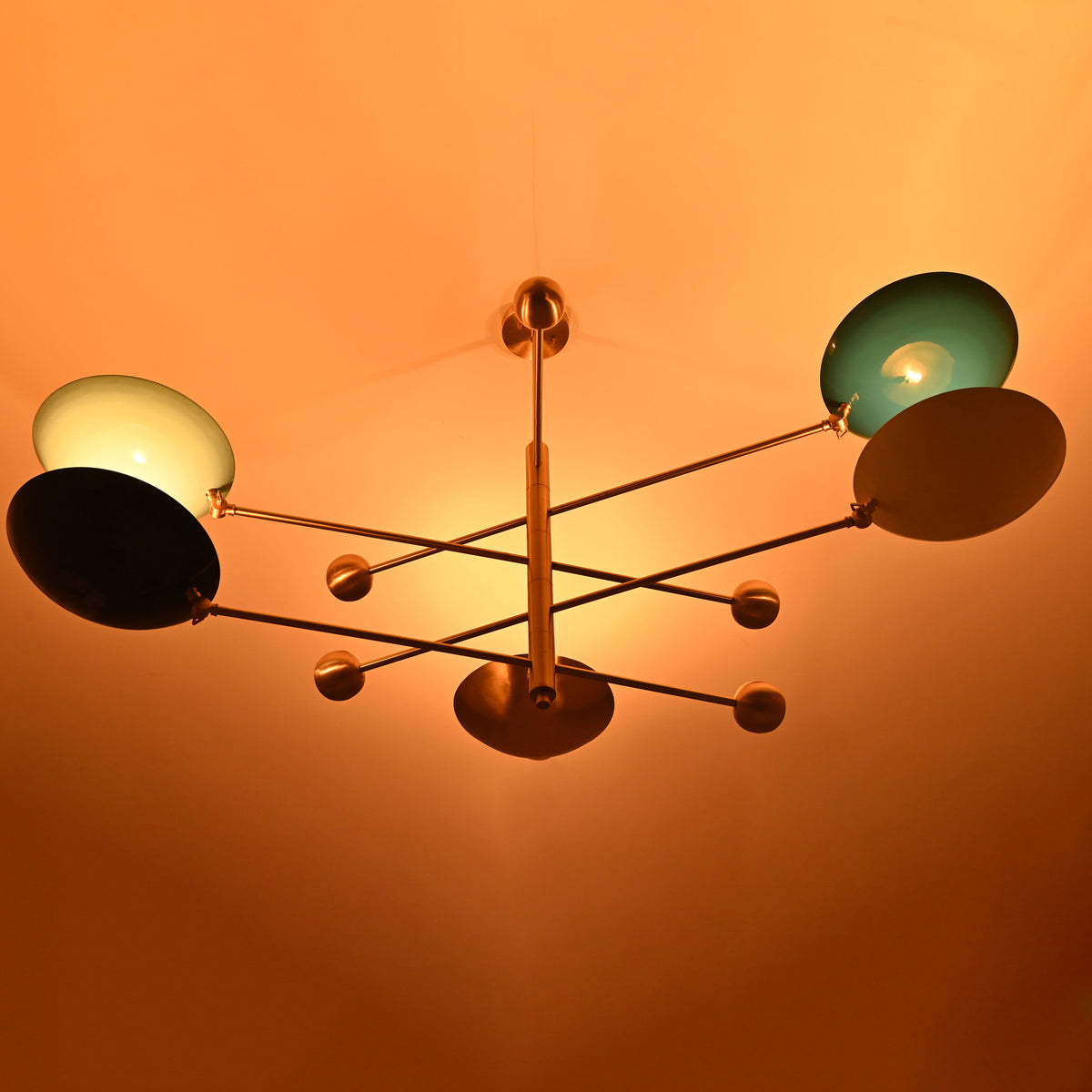 5-Light Uplight Brass Chandelier – Custom Handmade Mid-Century Modern Sculptural Ceiling Light |  - 32314