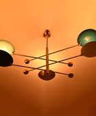 Large 5 Bulbs Brass Orbital Ambient Color Chandelier, Brass Colorful Pendant Lamp 62 inches Wide- 32314