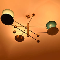 5-Light Uplight Brass Chandelier – Custom Handmade Mid-Century Modern Sculptural Ceiling Light |  - 32314