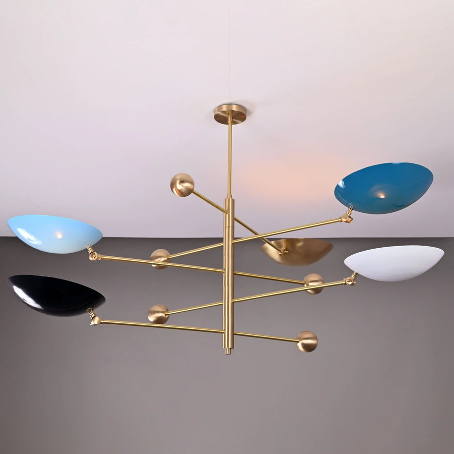 5-Light Uplight Brass Chandelier – Custom Handmade Mid-Century Modern Sculptural Ceiling Light |  - 32314