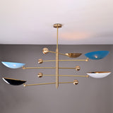5-Light Uplight Brass Chandelier – Custom Handmade Mid-Century Modern Sculptural Ceiling Light |  - 32314