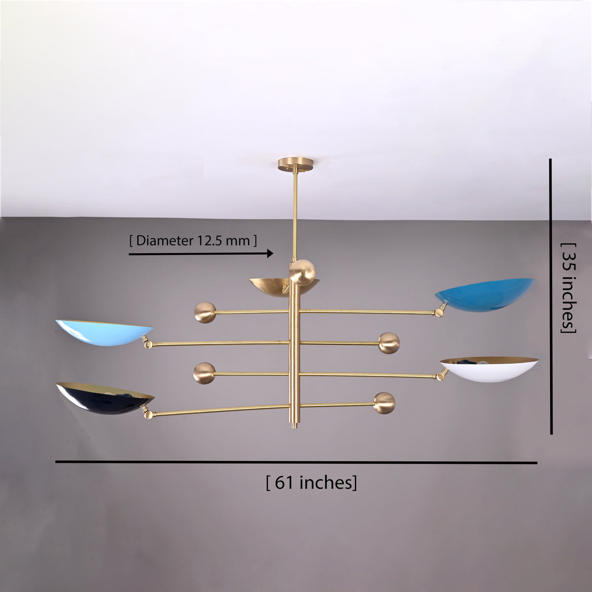 5-Light Uplight Brass Chandelier – Custom Handmade Mid-Century Modern Sculptural Ceiling Light |  - 32314