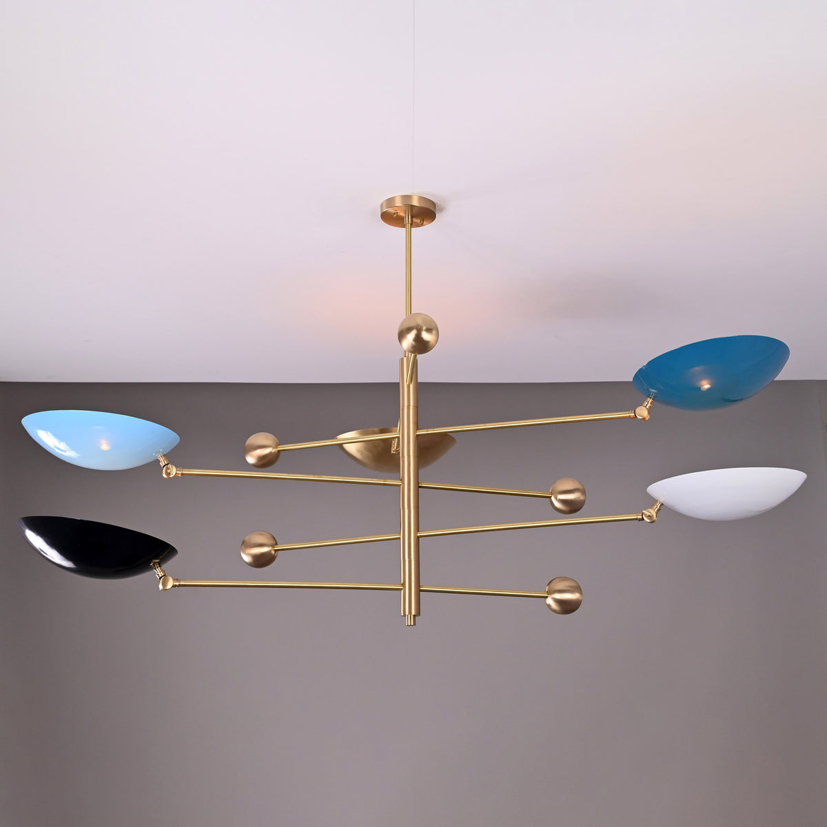 5-Light Uplight Brass Chandelier – Custom Handmade Mid-Century Modern Sculptural Ceiling Light |  - 32314