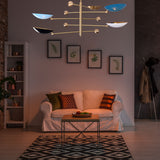 5-Light Uplight Brass Chandelier – Custom Handmade Mid-Century Modern Sculptural Ceiling Light |  - 32314