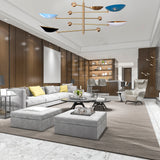 5-Light Uplight Brass Chandelier – Custom Handmade Mid-Century Modern Sculptural Ceiling Light |  - 32314