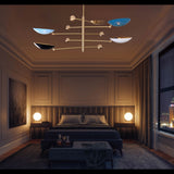 5-Light Uplight Brass Chandelier – Custom Handmade Mid-Century Modern Sculptural Ceiling Light |  - 32314