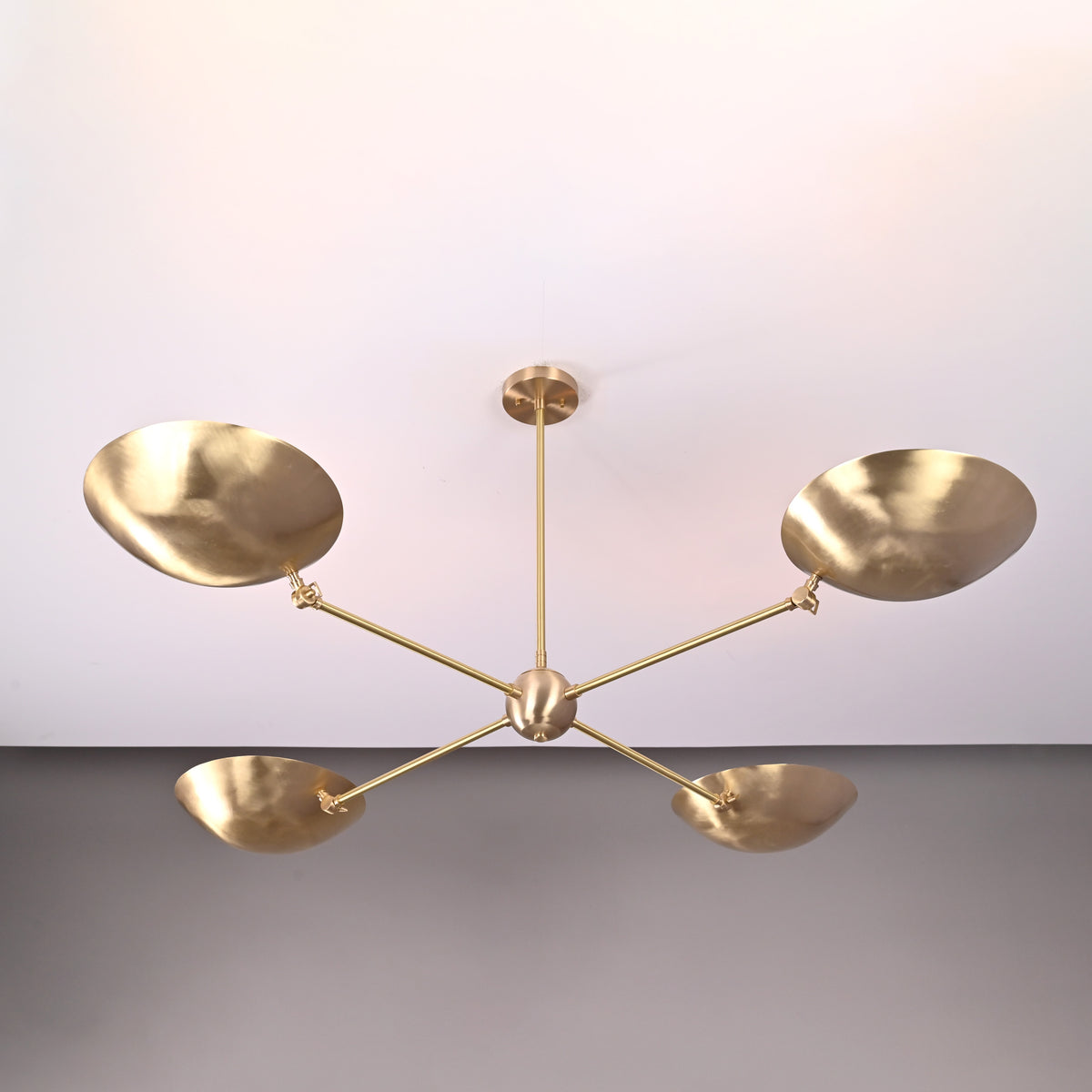 4-Light Uplight Brass Chandelier – Custom Mid-Century Modern Sculptural Ceiling Light |  & Handmade - 32315