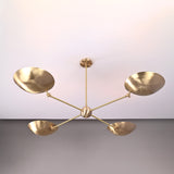 4-Light Uplight Brass Chandelier – Custom Mid-Century Modern Sculptural Ceiling Light |  & Handmade - 32315