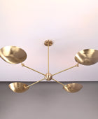 Large 4 Bulbs Brass Ambient Chandelier, Brass No-glare Pendant Lamp 57 inches Wide- 32315