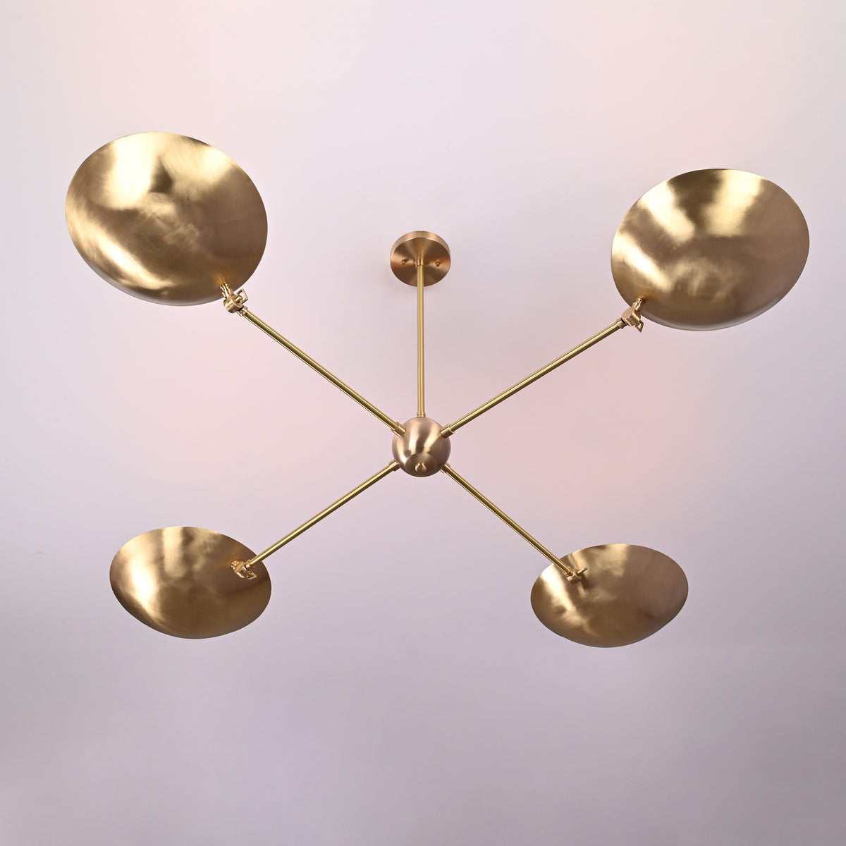4-Light Uplight Brass Chandelier – Custom Mid-Century Modern Sculptural Ceiling Light |  & Handmade - 32315
