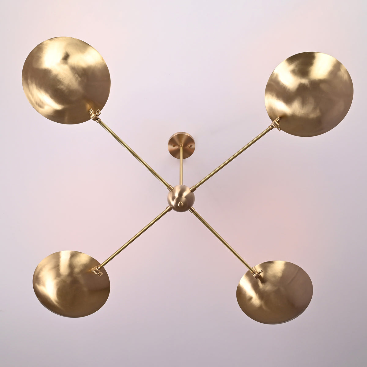 4-Light Uplight Brass Chandelier – Custom Mid-Century Modern Sculptural Ceiling Light |  & Handmade - 32315