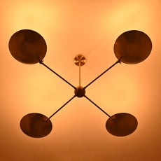4-Light Uplight Brass Chandelier – Custom Mid-Century Modern Sculptural Ceiling Light |  & Handmade - 32315