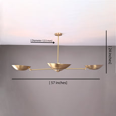 4-Light Uplight Brass Chandelier – Custom Mid-Century Modern Sculptural Ceiling Light |  & Handmade - 32315