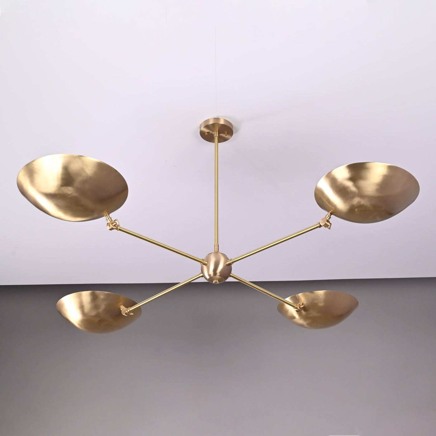 4-Light Uplight Brass Chandelier – Custom Mid-Century Modern Sculptural Ceiling Light |  & Handmade - 32315