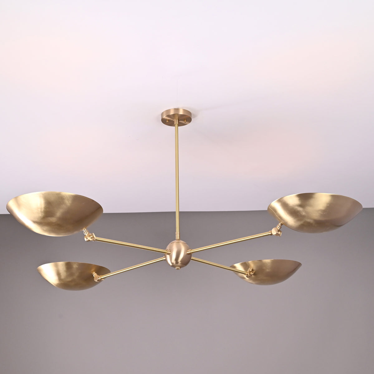 4-Light Uplight Brass Chandelier – Custom Mid-Century Modern Sculptural Ceiling Light |  & Handmade - 32315