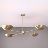 4-Light Uplight Brass Chandelier – Custom Mid-Century Modern Sculptural Ceiling Light |  & Handmade - 32315