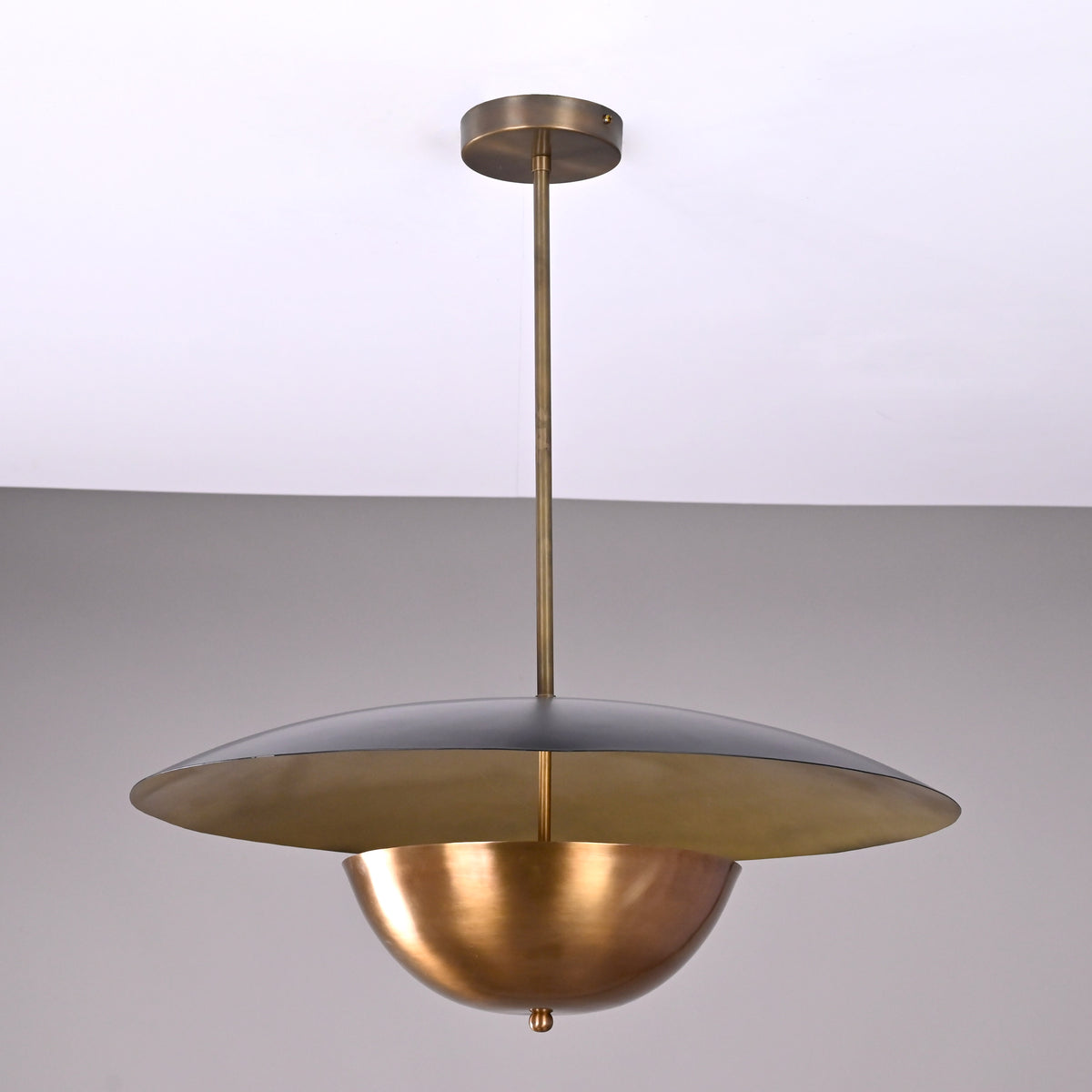Modern Disc Brass Chandelier – Customizable Pendant Light with Black & Brass Finish Handcrafted Lighting Fixture - 32316