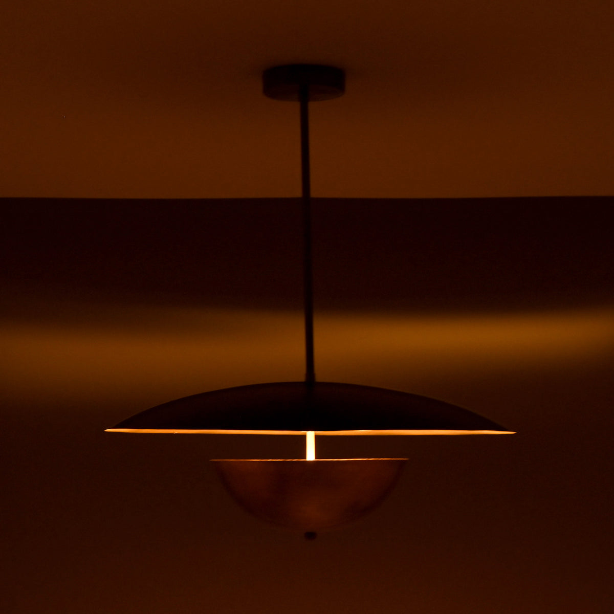 Modern Disc Brass Chandelier – Customizable Pendant Light with Black & Brass Finish Handcrafted Lighting Fixture - 32316