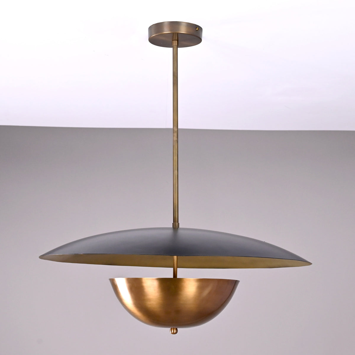Modern Disc Brass Chandelier – Customizable Pendant Light with Black & Brass Finish Handcrafted Lighting Fixture - 32316