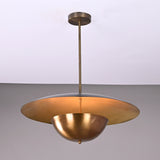 Modern Disc Brass Chandelier – Customizable Pendant Light with Black & Brass Finish Handcrafted Lighting Fixture - 32316